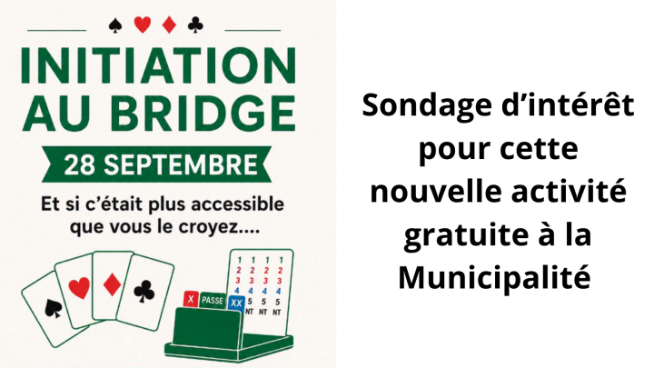 Sondage pour nouvelle activité à la Municipalité | Initiation au Bridge