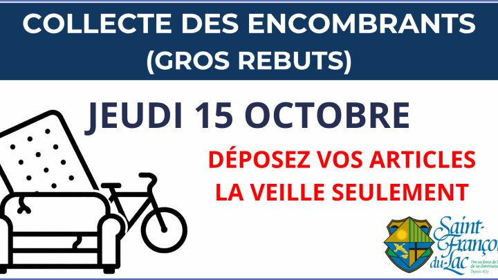 COLLECTE DES ENCOMBRANTS | JEUDI 15 OCTOBRE 2026