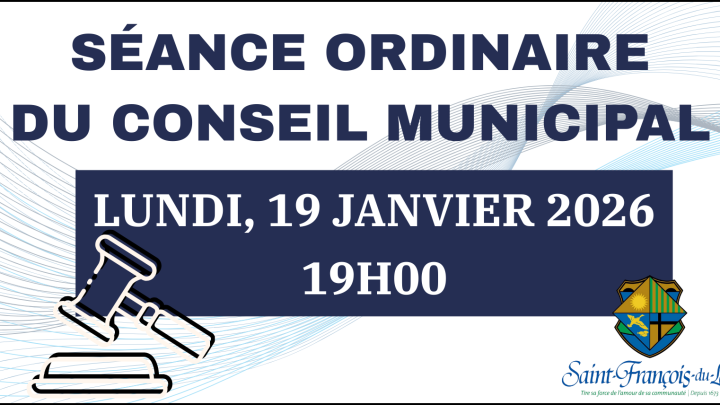 SÉANCE ORDINAIRE DU CONSEIL | LUNDI 19 JANVIER 2026, 19H