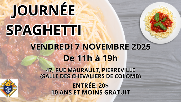 JOURNÉE SPAGHETTI | UNE INVITATION DES CHEVALIERS DE COLOMB