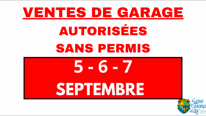 VENTES DE GARAGE SANS PERMIS | AUTORISÉES LES 5-6-7 SEPTEMBRE 2026