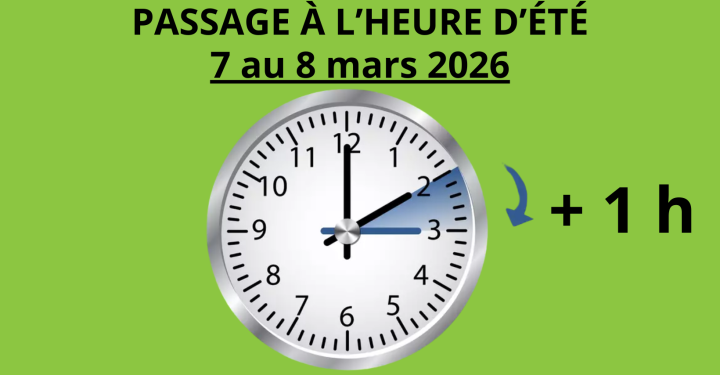 Passage à l'heure d'été - Dans la nuit du 7 au 8 mars 2026