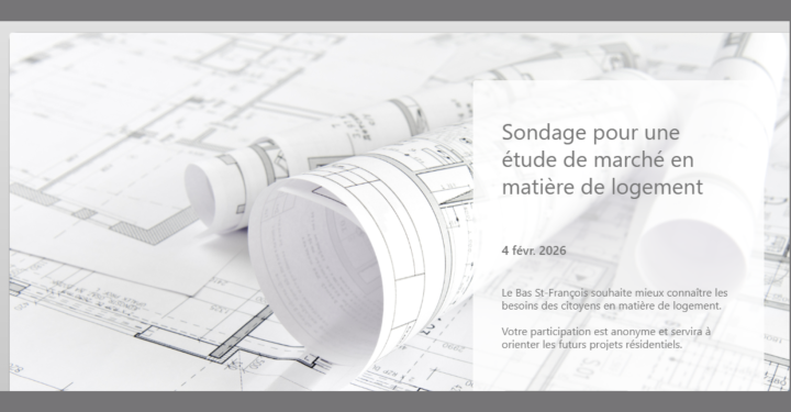 Sondage pour une étude de marché en matière de logement