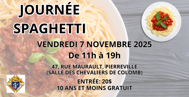 JOURNÉE SPAGHETTI | UNE INVITATION DES CHEVALIERS DE COLOMB