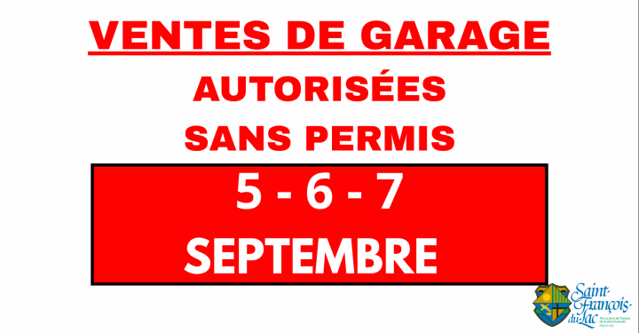 VENTES DE GARAGE SANS PERMIS | AUTORISÉES LES 5-6-7 SEPTEMBRE 2026