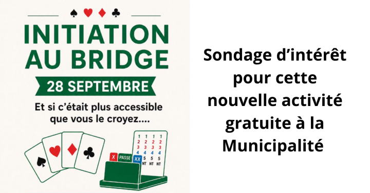 Sondage pour nouvelle activité à la Municipalité | Initiation au Bridge