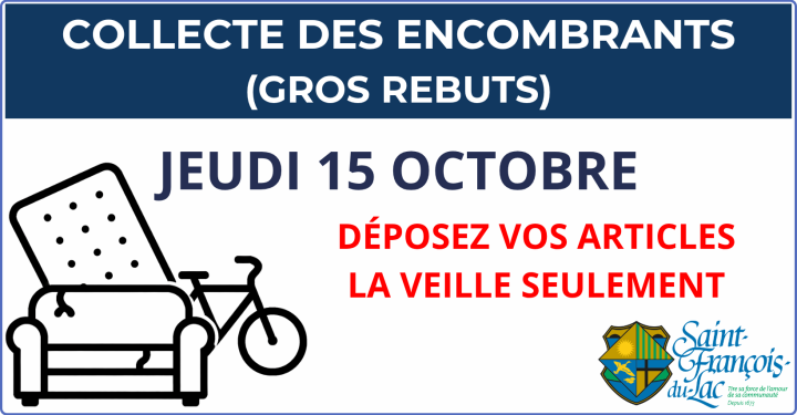 COLLECTE DES ENCOMBRANTS | JEUDI 15 OCTOBRE 2026
