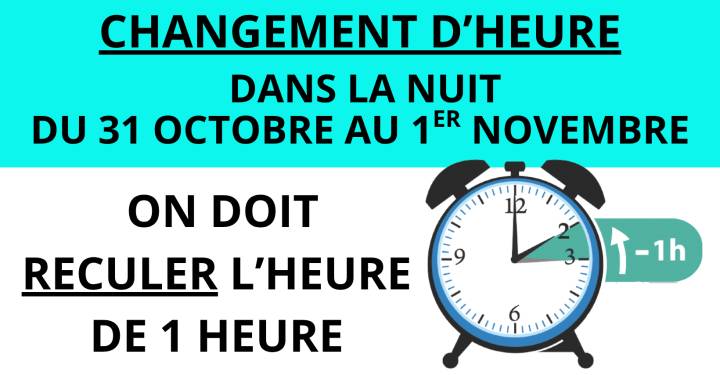 RETOUR À L'HEURE NORMALE | DANS LA NUIT DU 31 OCTOBRE AU 1ER NOVEMBRE 2026.
