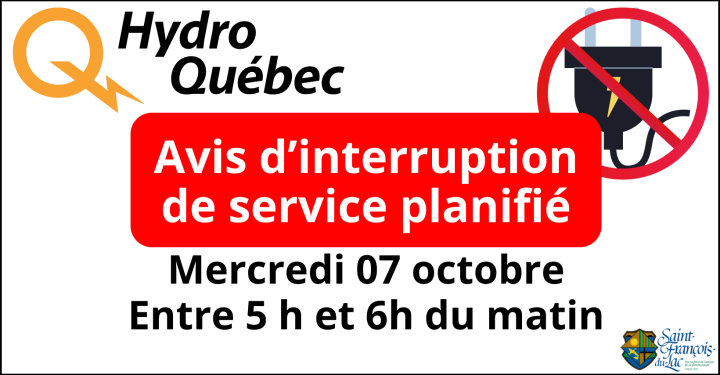 Hydro-Québec Interruption de service planifié