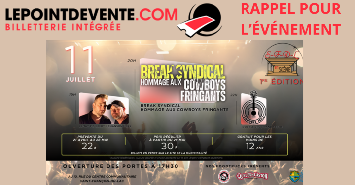 RAPPEL POUR L'ÉVÉNEMENT DU 11 JUILLET