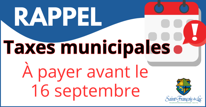 COMPTE DE TAXES MUNICIPALES | RAPPEL DE PAIEMENT
