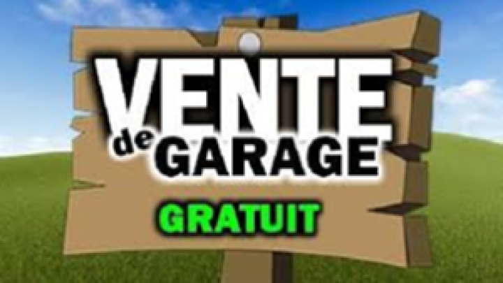 VENTE DE GARAGE : GRATUIT LES 3, 4, 5 SEPTEMBRE